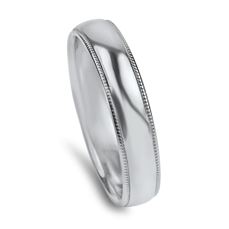 PAGE Estate Wedding Band Platinum 4.75mm Milgrain Half Round Wedding Band 10.5