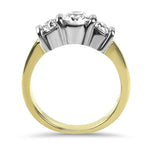 PAGE Estate Engagement Ring Platinum and 18k Yellow Gold Bar-Set Three Ideal Cut Diamond Ring 5.25