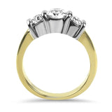 PAGE Estate Engagement Ring Platinum and 18k Yellow Gold Bar-Set Three Ideal Cut Diamond Ring 5.25