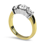 PAGE Estate Engagement Ring Platinum and 18k Yellow Gold Bar-Set Three Ideal Cut Diamond Ring 5.25