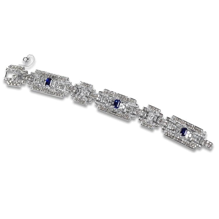 PAGE Estate Bracelet Platinum and Diamond Art Deco Style Link Bracelet