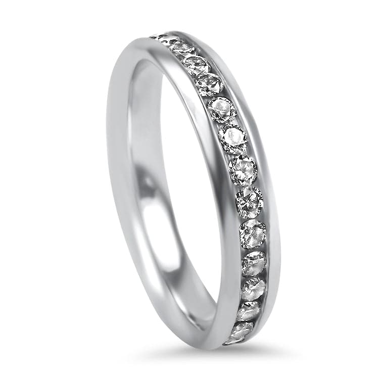 PAGE Estate Wedding Band Platinum Channel Diamond Eternity Band - Finger Size 7 7