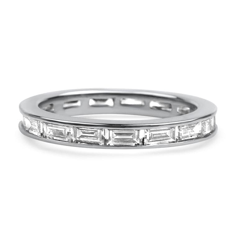 PAGE Estate Wedding Band Platinum Channel Set Straight Baguette Diamond Band 6.25