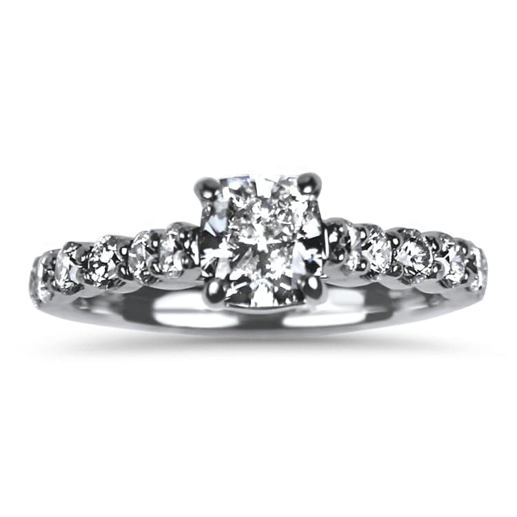 PAGE Estate Engagement Ring Platinum Cushion Brilliant Cut 1.05cts Solitaire Diamond Ring with Diamond Band 7
