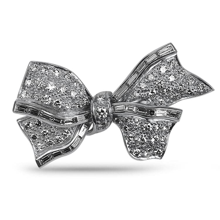 PAGE Estate Pins & Brooches Platinum Diamond Bow Pin