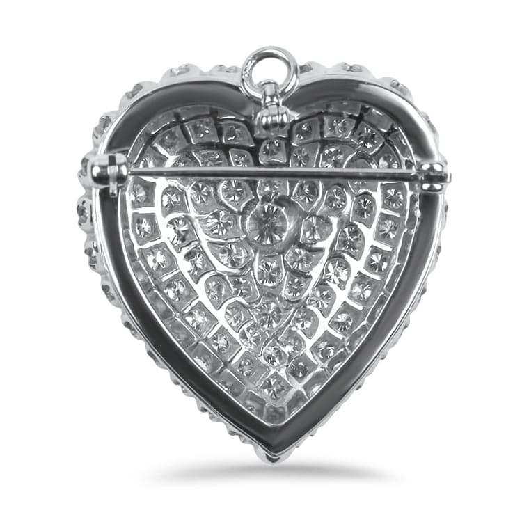 PAGE Estate Necklaces and Pendants Platinum Diamond Heart Pin and Pendant