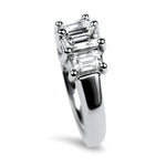 PAGE Estate Engagement Ring Platinum Emerald Cut .56ct Three-Stone Diamond Ring 6