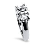 PAGE Estate Engagement Ring Platinum Emerald Cut .56ct Three-Stone Diamond Ring 6