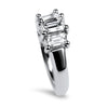 PAGE Estate Engagement Ring Platinum Emerald Cut .56ct Three-Stone Diamond Ring 6
