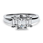 PAGE Estate Engagement Ring Platinum Emerald Cut .56ct Three-Stone Diamond Ring 6