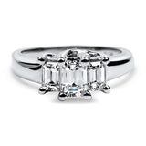 PAGE Estate Engagement Ring Platinum Emerald Cut .56ct Three-Stone Diamond Ring 6