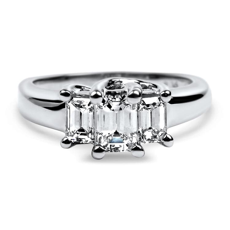 PAGE Estate Engagement Ring Platinum Emerald Cut .56ct Three-Stone Diamond Ring 6