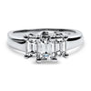 PAGE Estate Engagement Ring Platinum Emerald Cut .56ct Three-Stone Diamond Ring 6