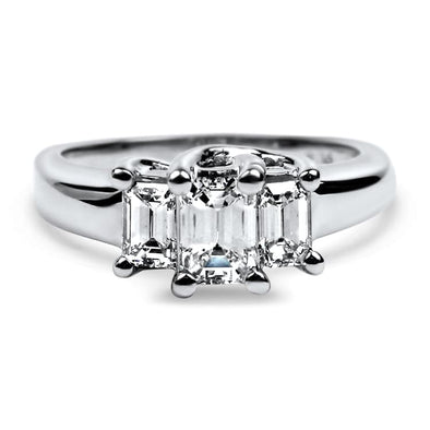 PAGE Estate Engagement Ring Platinum Emerald Cut .56ct Three-Stone Diamond Ring 6