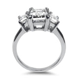 PAGE Estate Engagement Ring Platinum Emerald Cut Three-Stone Diamond Ring 5