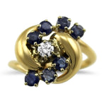 PAGE Estate Ring Sapphire & Diamond Swirl Ring 6.5