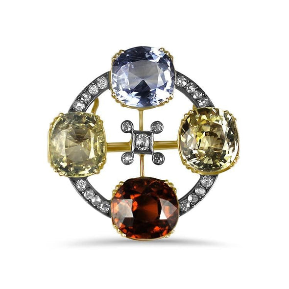 PAGE Estate Pins & Brooches Sapphire & Zircon Circle Pin
