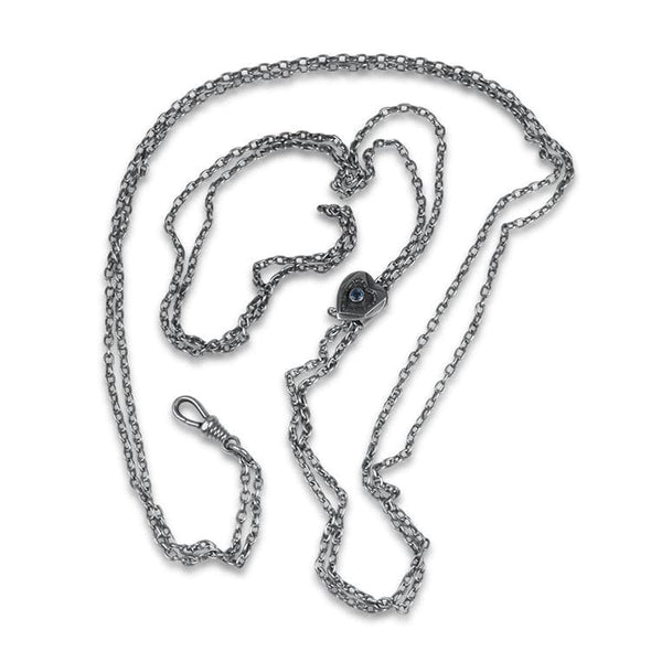 PAGE Estate Necklaces and Pendants Silver Art Nouveau Cable Chain Heart Slide Necklace