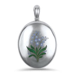 PAGE Estate Necklaces and Pendants Silver Victorian Oval Floral Enameled Locket