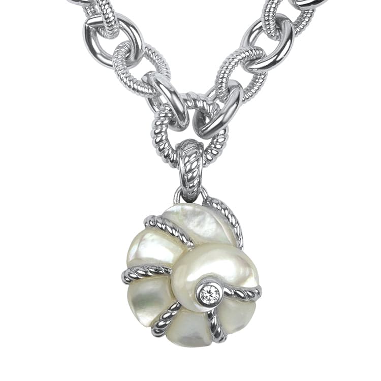 PAGE Estate Necklaces and Pendants Sterling Silver Mother of Pearl Judith Ripka Necklace and Pendant