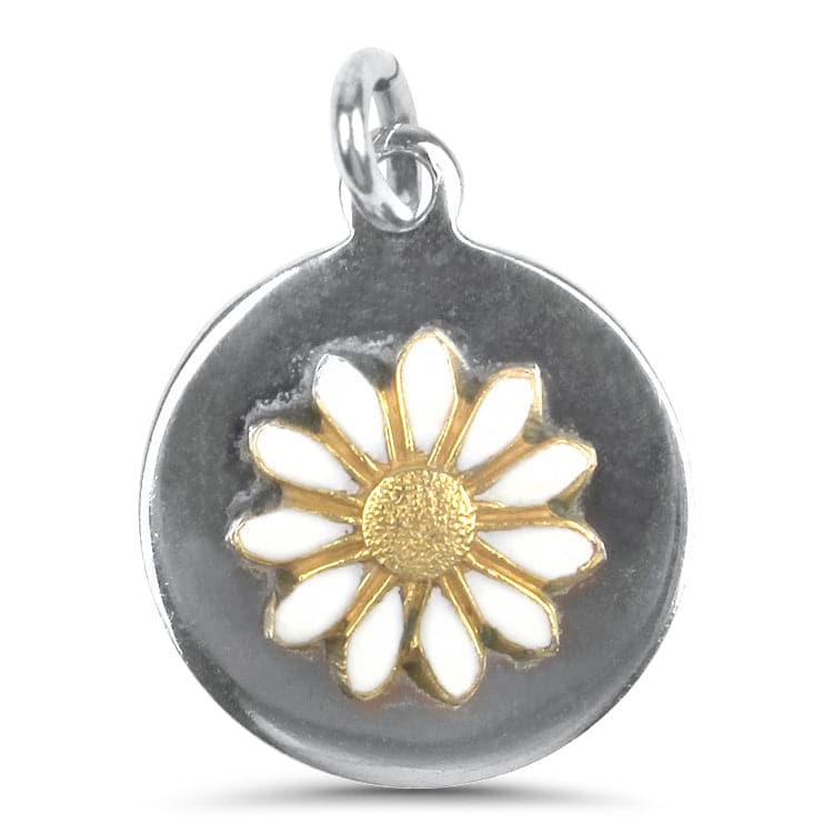 PAGE Estate Necklaces and Pendants Sterling Silver Round Daisy Flower Pendant