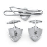 PAGE Estate Men's Jewelry Thai Elephant Cuff Link & Tie Clip Set