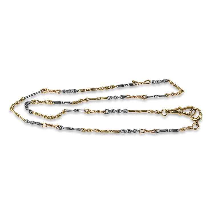 PAGE Estate Necklaces and Pendants Tri-Color Gold Fancy Link Chain 18" Necklace