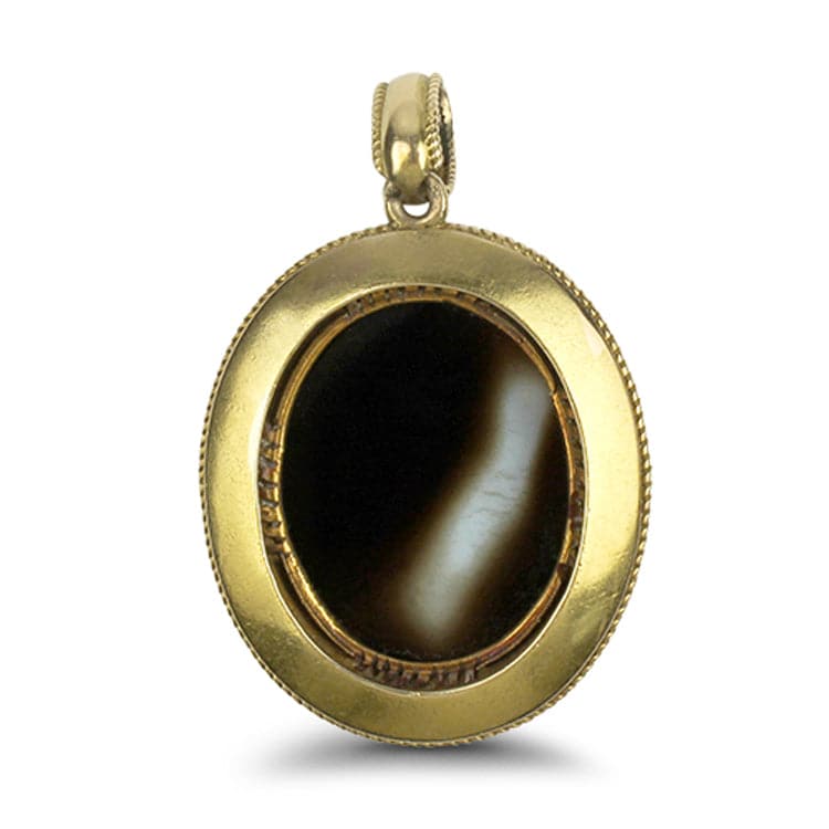 PAGE Estate Necklaces and Pendants Victorian Banded Agate Pendant