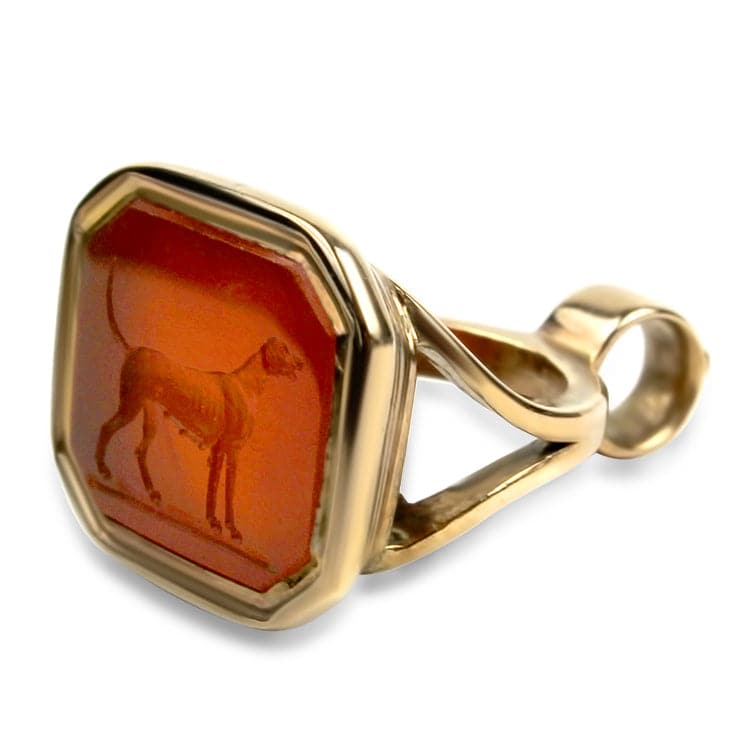 PAGE Estate Necklaces and Pendants Victorian Yellow Gold Carnelian Dog Fob