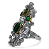 PAGE Estate Ring Vintage Emerald & Old European Cut Diamond Elongated Ring 6.5