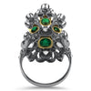 PAGE Estate Ring Vintage Emerald & Old European Cut Diamond Elongated Ring 6.5