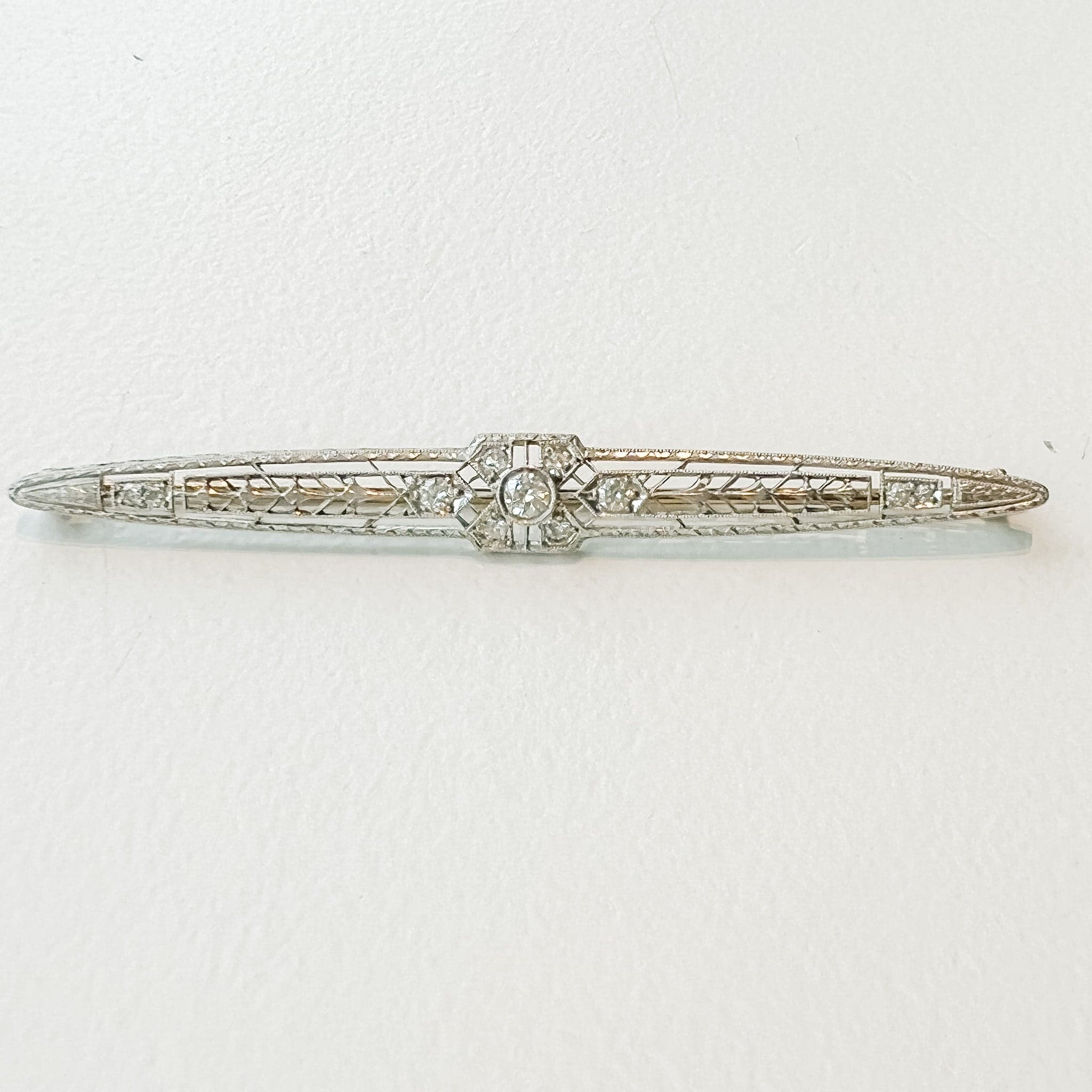PAGE Estate Pins & Brooches Vintage Filigree Old European Cut Diamond Pin