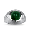 PAGE Estate Men's Jewelry White Gold Gents Cabochon Emerald and Diamond Ring 10.25