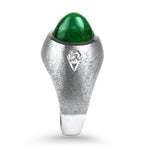 PAGE Estate Men's Jewelry White Gold Gents Cabochon Emerald and Diamond Ring 10.25