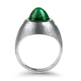 PAGE Estate Men's Jewelry White Gold Gents Cabochon Emerald and Diamond Ring 10.25