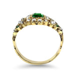 PAGE Estate Ring Yellow Gold Emerald and Diamond Cluster Ring 7