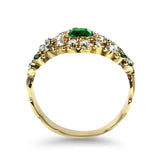 PAGE Estate Ring Yellow Gold Emerald and Diamond Cluster Ring 7