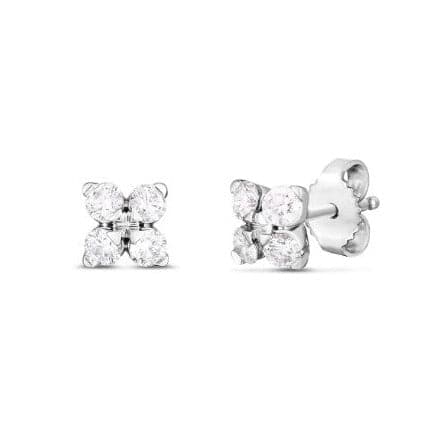 Roberto Coin Earring 18K White Gold Diamond Flower Stud Earrings