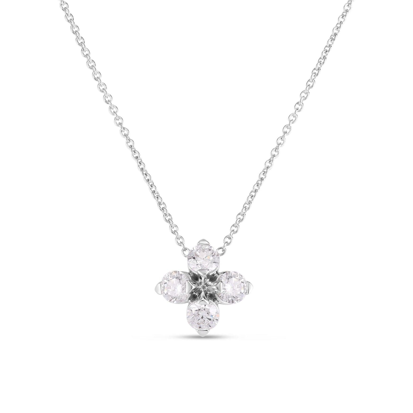 Roberto Coin Necklaces and Pendants 18K White Gold Love In Verona Diamond Flower Necklace