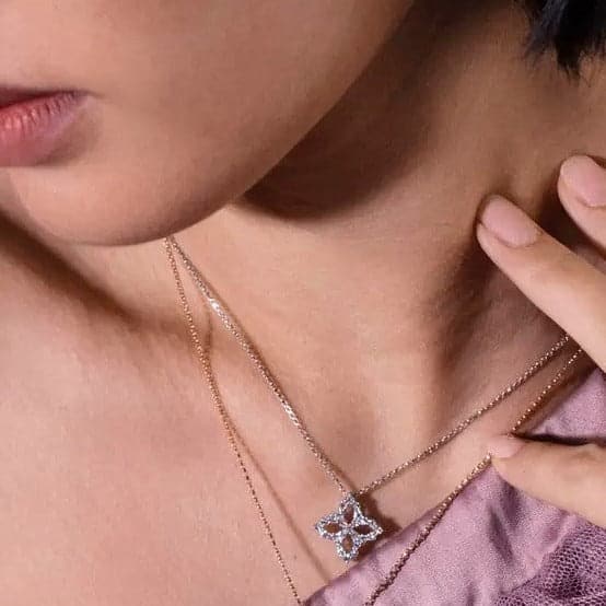 Roberto Coin Necklaces and Pendants 18K White Gold Princess Flower Diamond Necklace