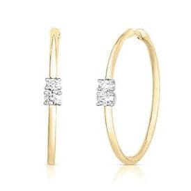 Roberto Coin Earring 18K Yellow and White Gold Diamond Hoop Earrings
