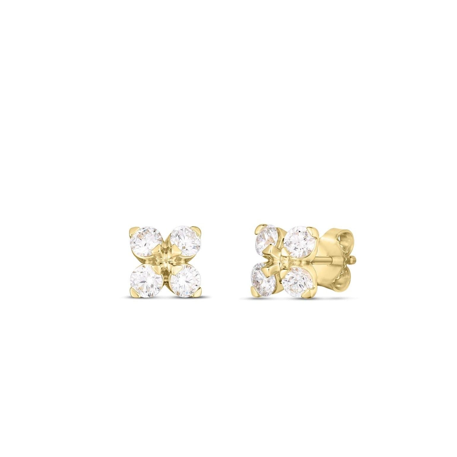 Roberto Coin Earring 18K Yellow Gold Diamond Flower Stud Earrings
