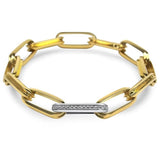 Roberto Coin Bracelet 18K Yellow Gold Link and Diamond Gents Bracelet
