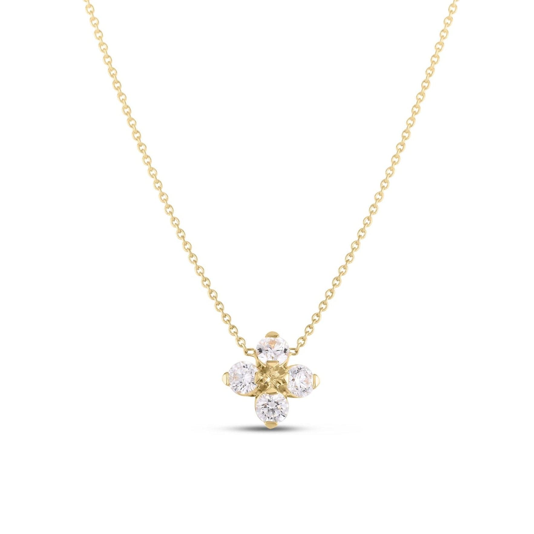 Roberto Coin Necklaces and Pendants 18K Yellow Gold Love In Verona Diamond Flower Necklace