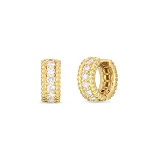 Roberto Coin Earring 18K Yellow Gold Siena Diamond Hoop Earrings