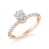 Sincerely Springer's Engagement Ring 14K Rose Gold Oval Solitaire Engagement Setting with Hidden Halo and Diamond Band 6.5