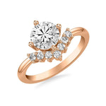 Sincerely Springer's Engagement Ring 14k Rose Gold Round Contemporary Engagement Setting with Diamond Crown 7.5mm / 6.5