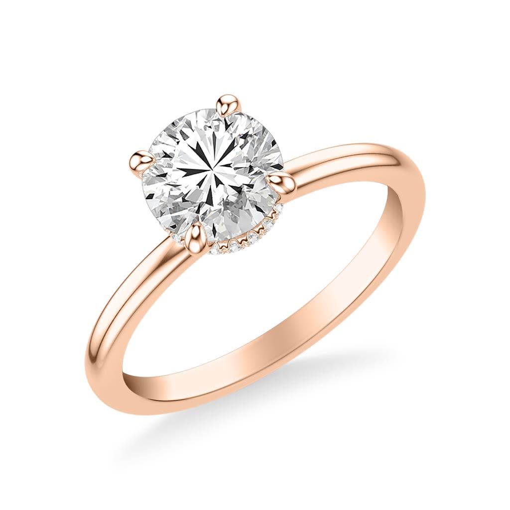 Sincerely Springer's Engagement Ring 14k Rose Gold Round Solitaire Engagement Setting with Hidden Halo 6.5mm / 6.5