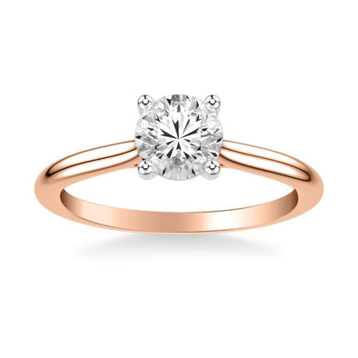 Sincerely Springer's Engagement Ring 14k Rose Gold Round Solitaire Engagement Setting with White Gold Head 6.5mm / 6.5