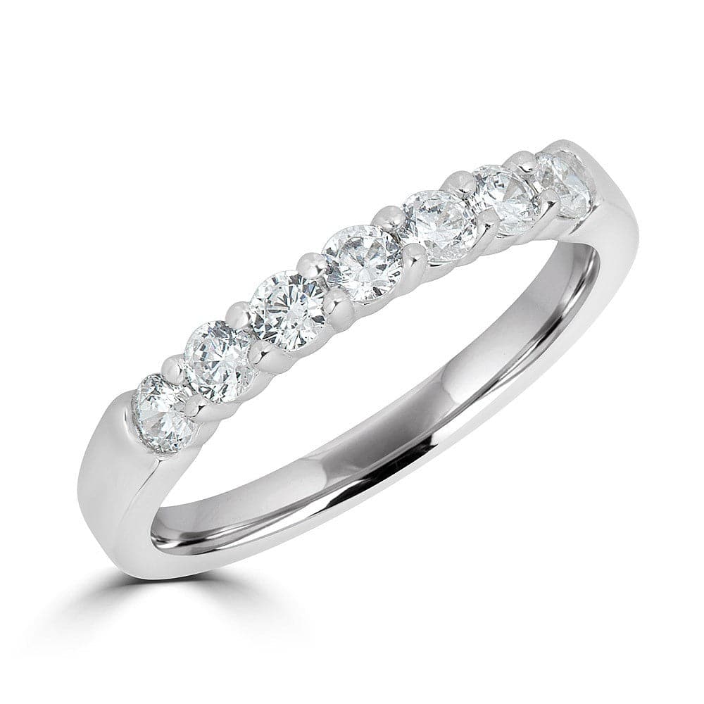 Sincerely Springer's Wedding Band 14K White Gold Classic Seven Diamond Shared Prong Band 6.5 / .35